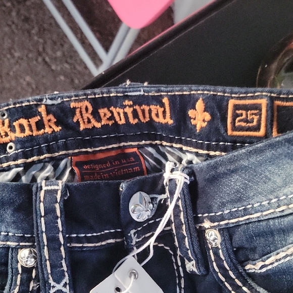 Rock Revival Dark Blue Boot Cut Jeans with Embroidered Pocket - Picture 4 of 5